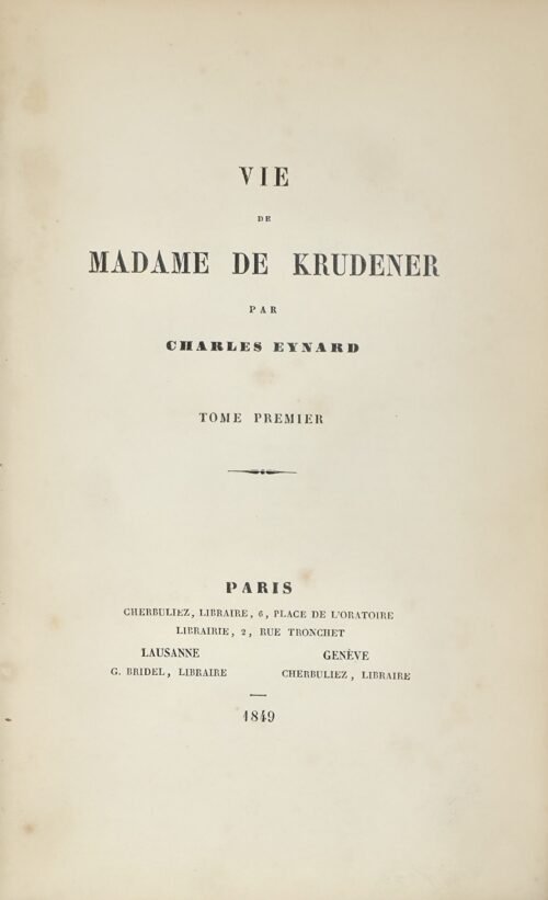 Vie de Madame de Krüdener