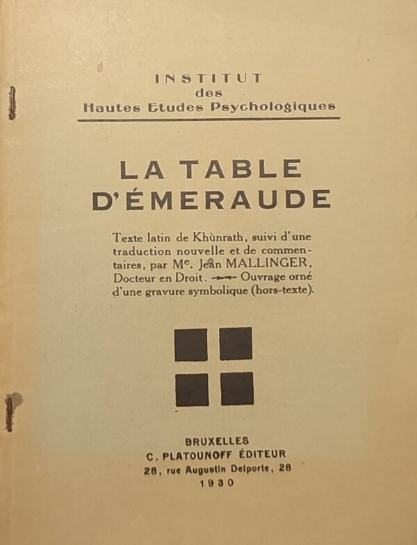 LA TABLE D'EMERAUDE [D'HERMES TRISMEGISTE]