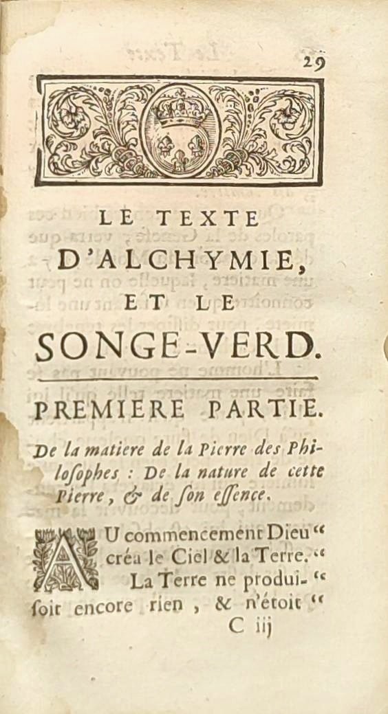 Le Texte d'Alchymie, et le Songe-Verd