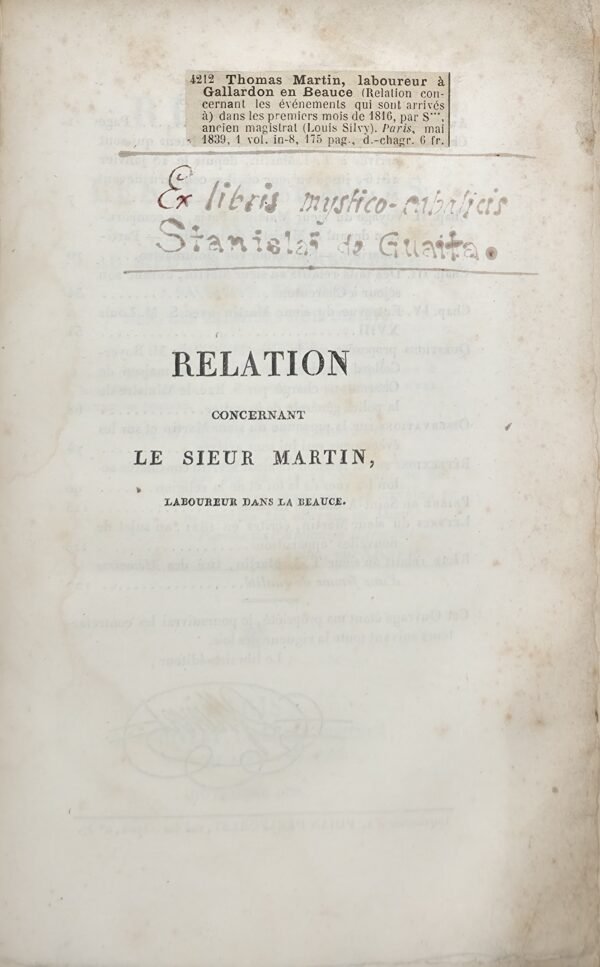 Réunion de quatre textes dont Philosophie du Surnaturel... Stanislas de Guaita et sa Bibliothèque Occulte, n° 708