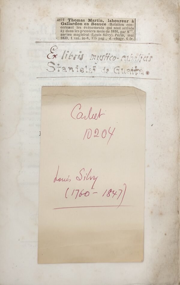 Réunion de quatre textes dont Philosophie du Surnaturel... Stanislas de Guaita et sa Bibliothèque Occulte, n° 708