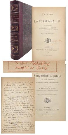 La suggestion mentale... relié avec Variations de la personnalité. De la bibliothèque de Stanislas de Guaita