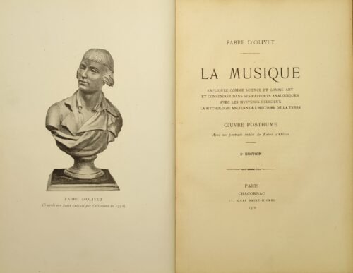 De la bibliothèque de Joséphin PELADAN. La musique expliquée comme science et comme art et considérée dans ses rapports analogiques avec les mystères religieux, la mythologie ancienne et l'histoire de la terre