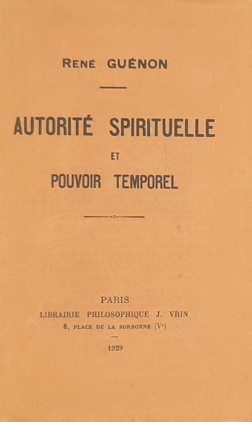 Autorité spirituelle et pouvoir temporel