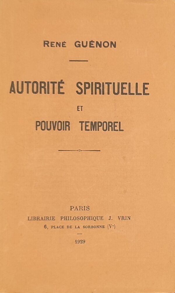 Autorité spirituelle et pouvoir temporel