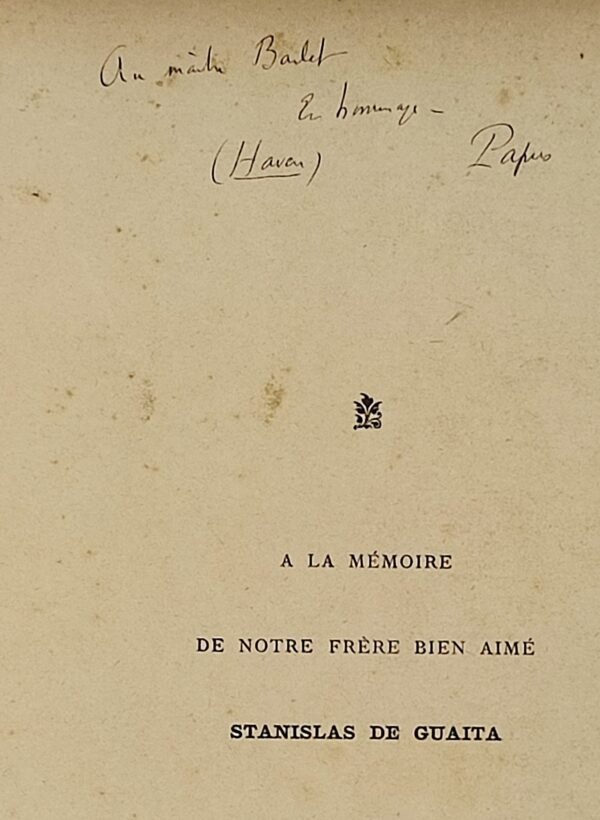 Amphitheatrum Sapientiae Æternæ... Envoi autographe signé  de Papus au Maître Barlet. Double provenance : Charles Barlet, puis René Alleau