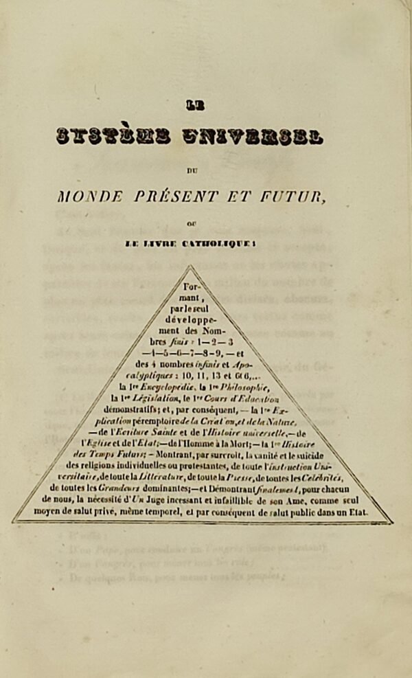 Dieu devant le siècle, ou Législation de la Providence, où l’on élève enfin la Science et la Religion tout entière à la hauteur de l'Époque...