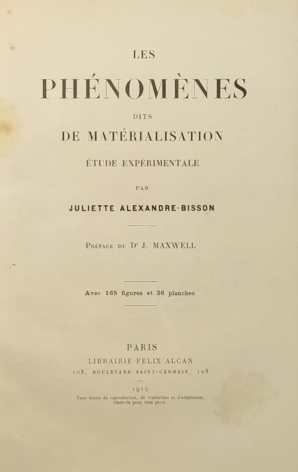 Les phénomènes dits de matérialisation, étude expérimentale
