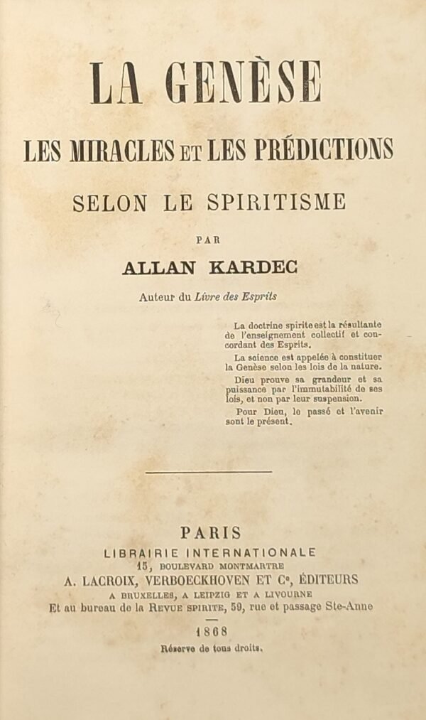 La Genèse, les miracles et les prédictions selon le spiritisme