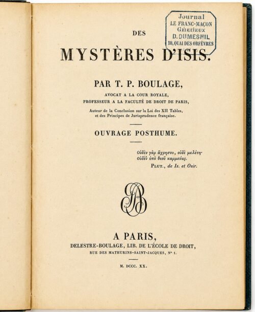 Des Mystères d'Isis