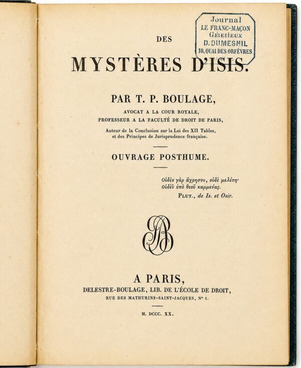 Des Mystères d'Isis