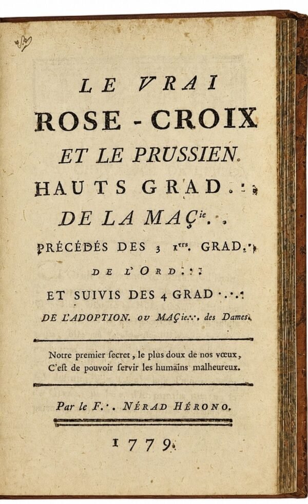 Les Trois premiers Grades Uniformes de la Maçonnerie (Cahier des demandes. Cahier des réponses)  suivi de   Grade du Noachite ou chevalier prussien  suivi de   Le vrai Rose-Croix et le Prussien. Hauts Grades de la Maçonnerie, précédés des 3 1ers Grades de l’Ordre et suivis des 4 Grades de l’Adoption ou Maçonnerie des Dames (Grade du Chevalier de l'Epée ou de l'Orient et de Rose Croix - Les quatre Grades véritables et uniformes de l'Ordre de l'Adoption, ou Maçonnerie des Dames)