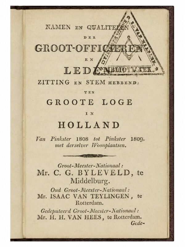 De Nederlandsche Vry-Metzelaars Almanach. Année 1786, puis 1799 à 1841, soit 44 volumes