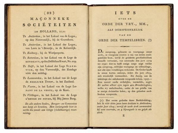 De Nederlandsche Vry-Metzelaars Almanach. Année 1786, puis 1799 à 1841, soit 44 volumes