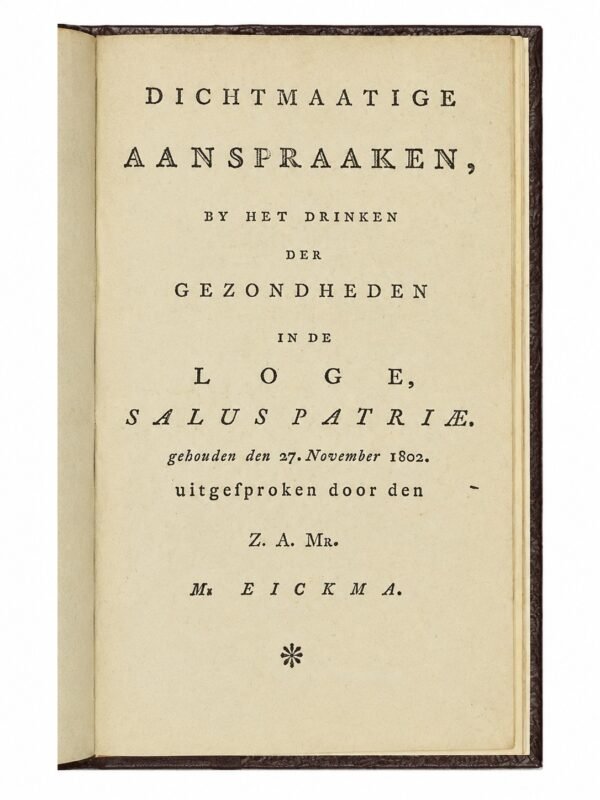 De Nederlandsche Vry-Metzelaars Almanach. Année 1786, puis 1799 à 1841, soit 44 volumes