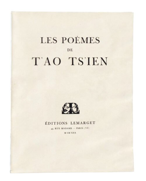 [ILLUSTRATIONS DE SANYU] LES POEMES DE T’AO TS’IEN [TAOISME]